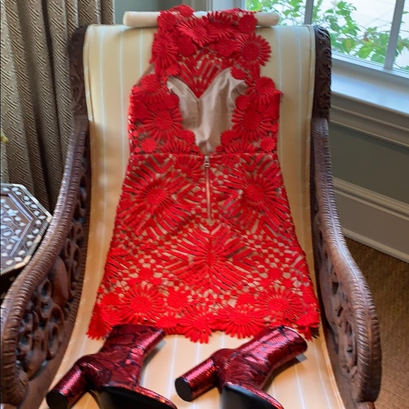 SAYLOR FOR FREE PEOPLE PRESLEY RED MINI DRESS - Picture 14 of 16